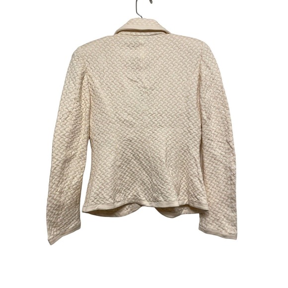 Giorgio Armani Cream‎ White 3 Button Blazer Jacket Size 4 Cotton Silk Stretch - Picture 2 of 7